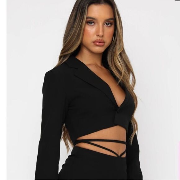 WHITE FOX BOUTIQUE Blazer Cropped Creative Director Black Size XS - Picture 2 of 12